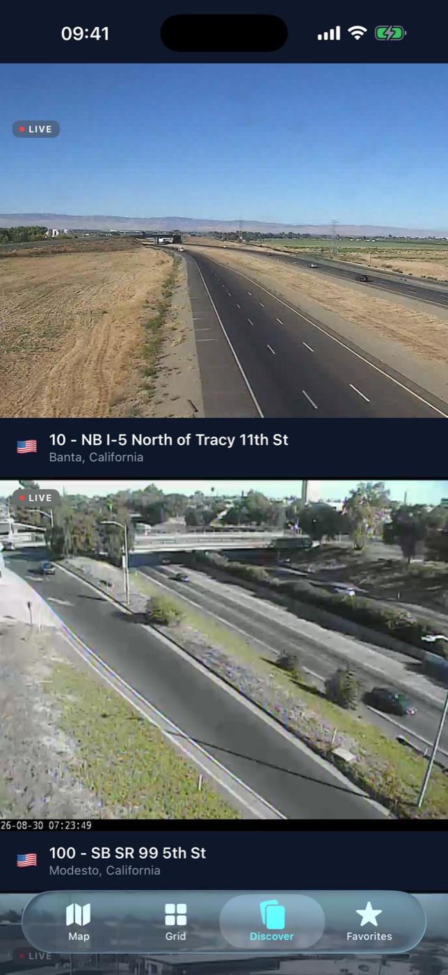 Two live cameras filling the screen